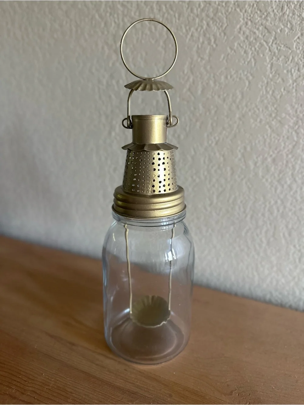 🕯️ Magnolia Gold/Brass Glass Jar Tea Light Lantern - Decorative Home Accent